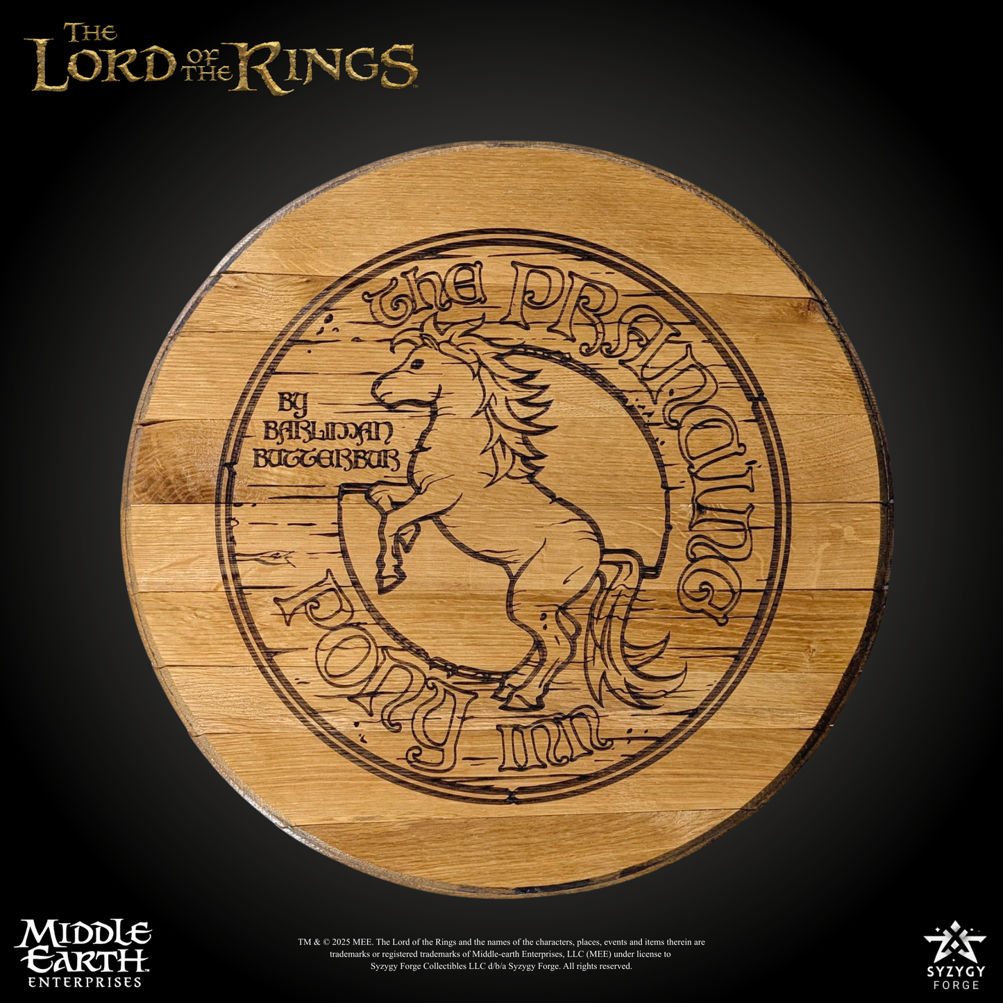 The Lord of the Rings™ The Prancing Pony Inn Engraved Barrel Lid Wall Plaque